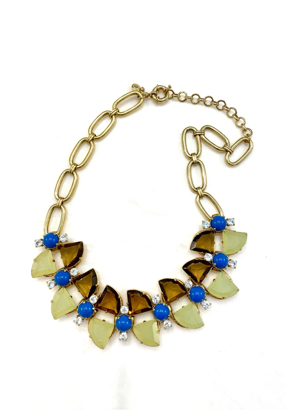 J. Crew Gold-Tone Necklace with Olive, Brown & Bright Blue Accents - Picture 4 of 6